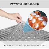XIYUNTE Shower Mat Non Slip Anti Mould 53x53cm Grey with Drain Holes & Suction view 3