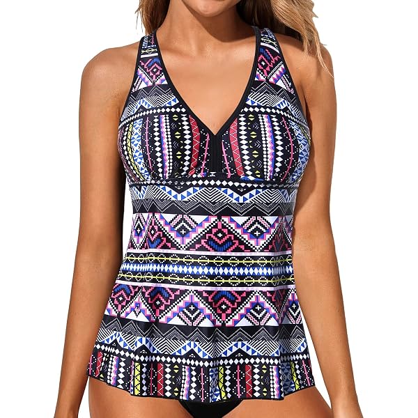 Coastal Rose Damen Tankini Top Mit Bügel – Rückenfrei, Bauchformend, Für Strand & Pool