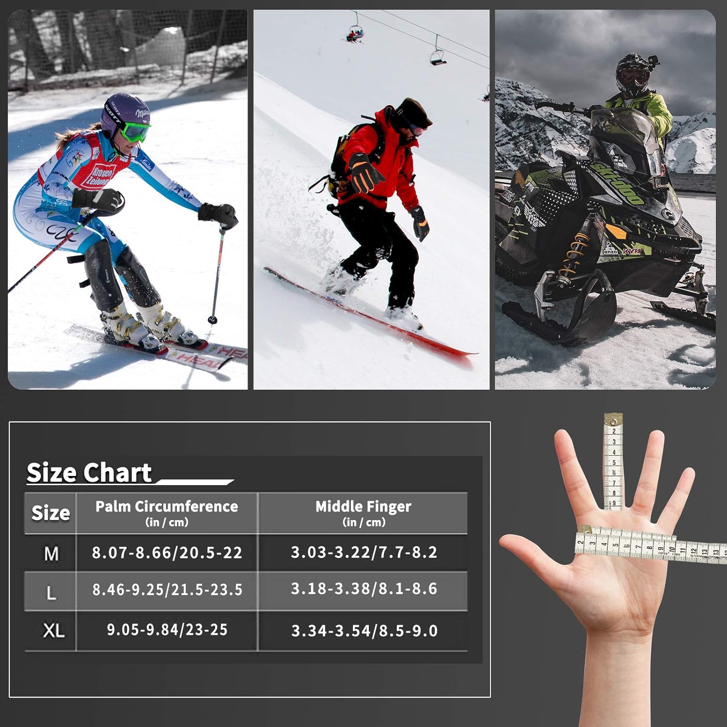 Achiou Ski Snow Gloves Winter Warm 3M Thinsulate Waterproof Touchscreen Men Women : Clothing