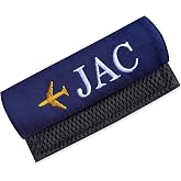 Personalized Luggage Handle Wrap Finder | Custom Embroidered Icon Monograms or Short Text ID Tag | Cover Identifier Marker for Suitcase or Bag | Grips Accessories for Travel by ACORD EU (Navy Blue)