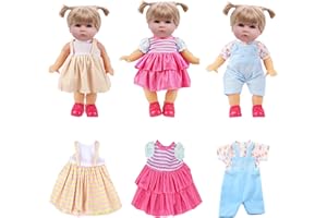 YAYYAY 10 Inch 11 Inch 12 Inch Small Soft Body Baby Doll Clothes and Accessories - Pink Dress / Jumpsuits / Outfits Doll Clothes for Baby Dolls, Girls Christmas Girls Gift (Random 3 Style)
