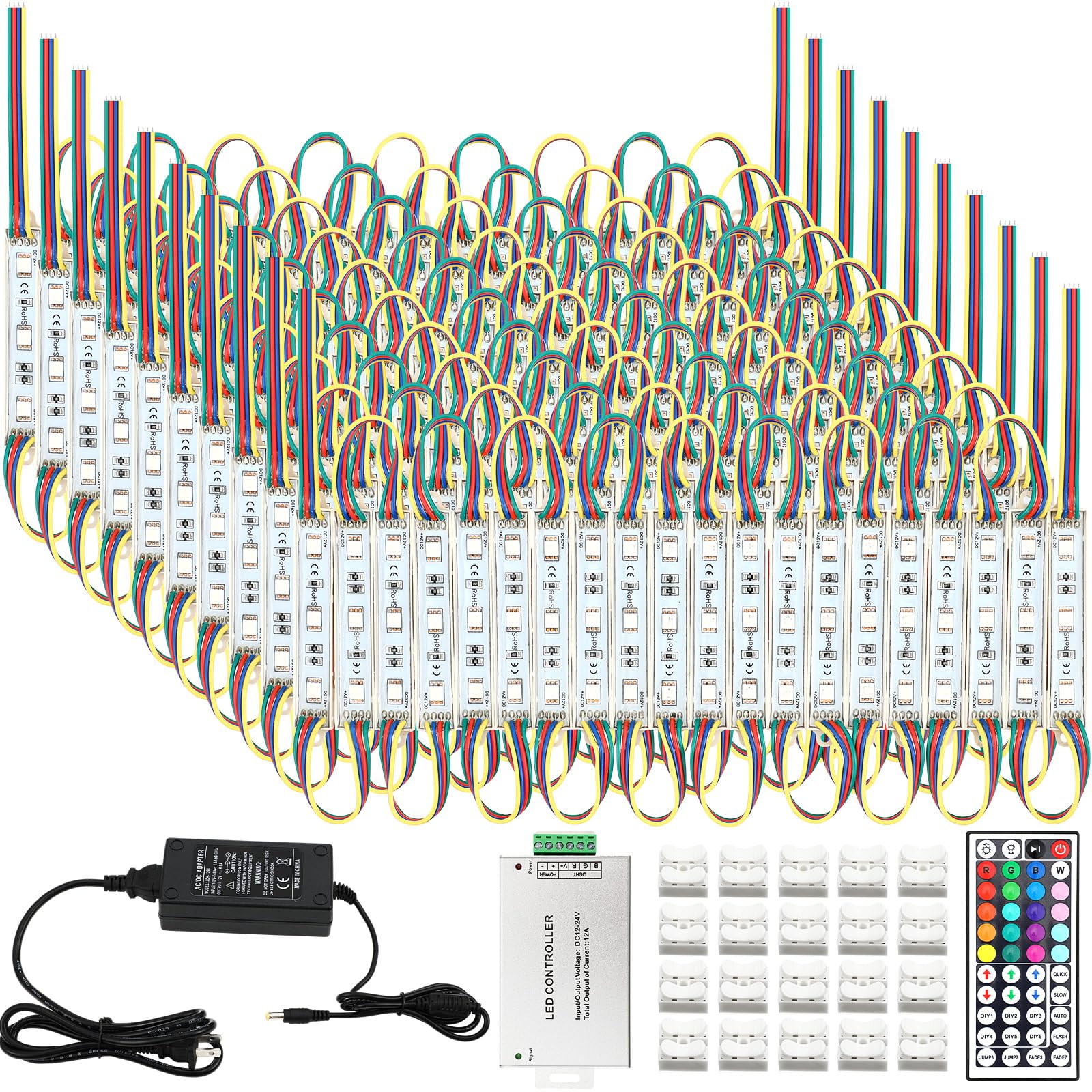 Photo 1 of Retisee 50ft Storefront LED Module with Remote Control 3 LED 5050 RGB Multi Color Strip Light Waterproof Food Truck Lights for DIY Business Commercial Sign Advertising Outdoor Indoor