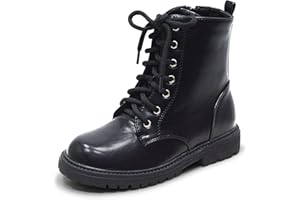 LseLom Girls Boys Side Zipper Combat Ankle Boots for Little Big Kid