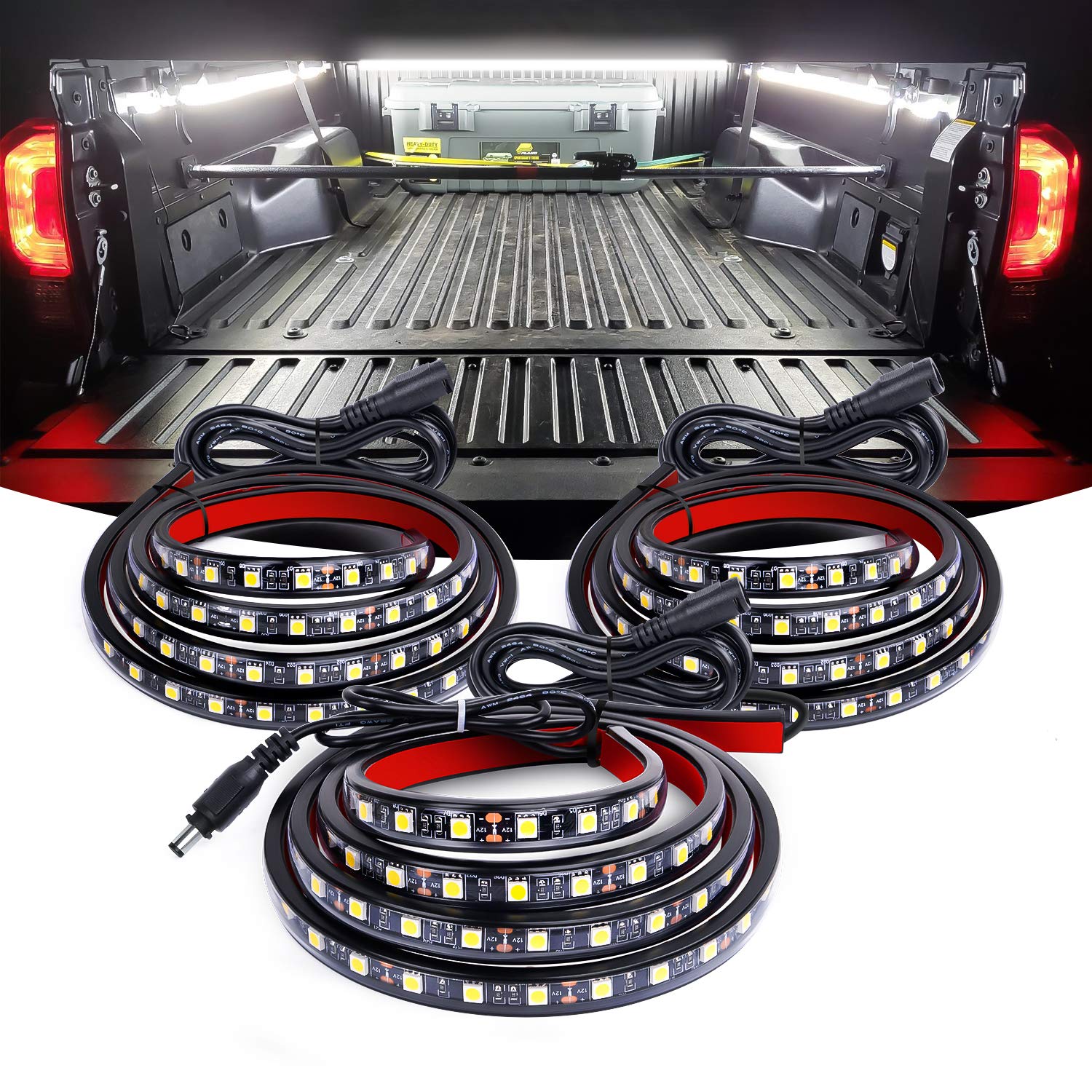 Photo 1 of Nilight 3PCS 60 Inch Bed Light Strip 270 LED with On/Off Switch Blade Fuse Splitter Extension Cable for Cargo Pickup Truck SUV RV Boat