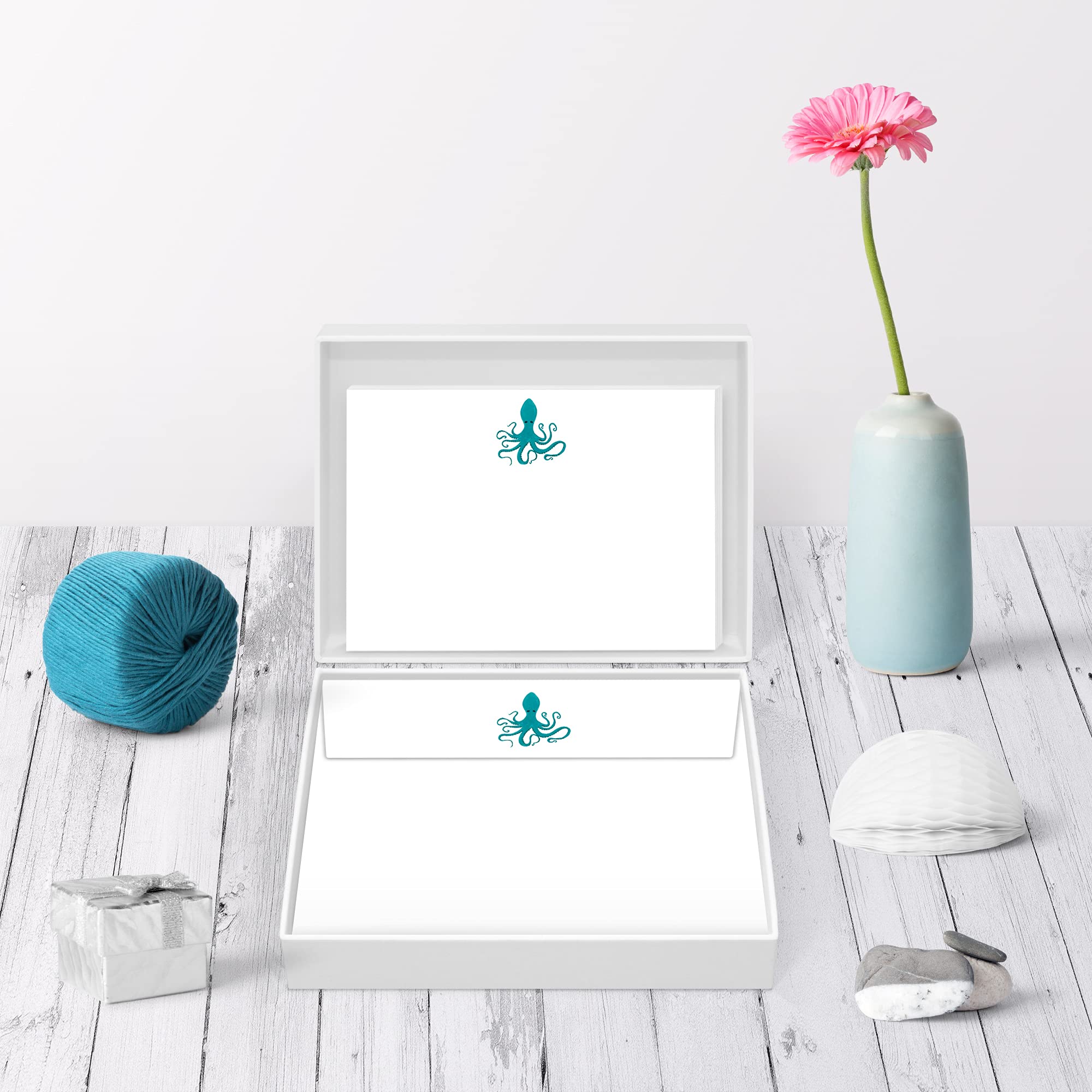 Me Loovely Octopus Flat Notecard and Envelopes Sets Stationery Correspondence Card Writing Supplies for School Home & Office | Christmas Gifts (Pack of 20)