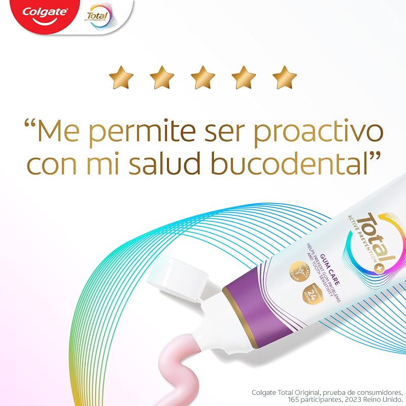 Colgate Total Ative Prevention + Pasta de Dentes para Cuidar das Gomas 4x75ml | 3 vezes mais eficaz no combate à causa raiz* dos problemas orais mais comuns
