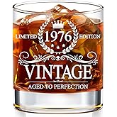 GLAKEUN 50th Birthday Gifts For Men - 50th Birthday Decorations - 1976 Vintage Whiskey Glass - Gifts For 50 Year Old Man - 1976 Bday Gift For Him - 50th Years Old Whiskey Glasses - Gift For 50th Bday