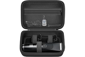 AGAINMORE Hard Travel Case for Wahl/for MANSPOT/for SHPAVVER Beard Trimmer for Men, Portable Electric Razor Bag with Handle & Mesh Pocket for Lubricating Oil, Cleaning Brush and USB Accessories(Box Only)-Black