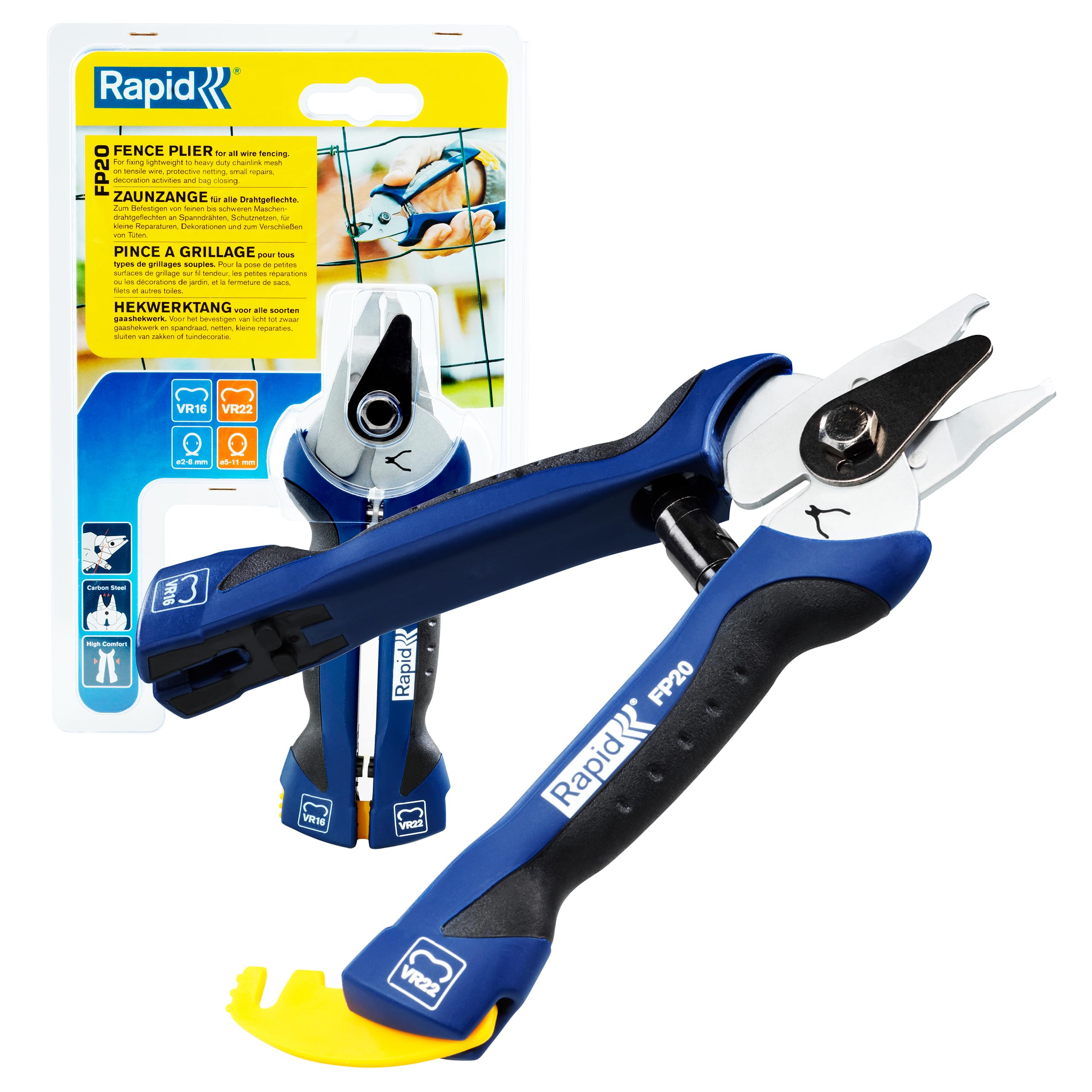 Rapid FP20 Fence Pliers for 2-8mm and 5-11mm Fence Hogrings with Ergonomic Soft Handle and Easy Storage Features (23468000)