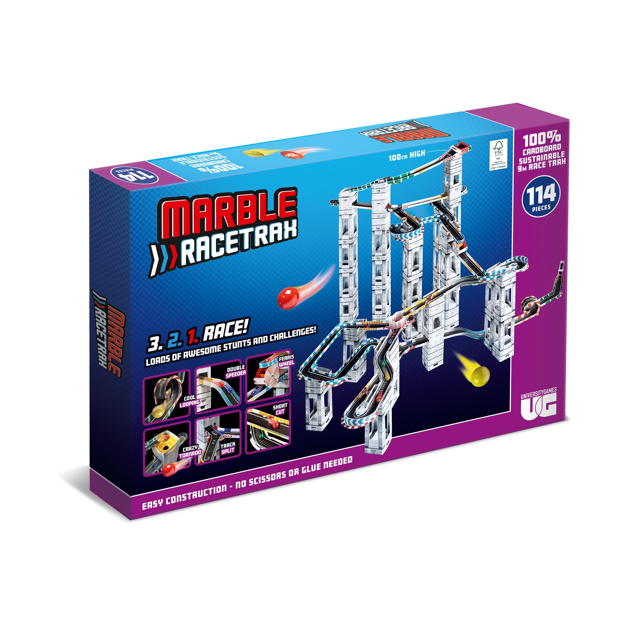 University Games Marble RaceTrax Game - 114 pieces Marble Race Track