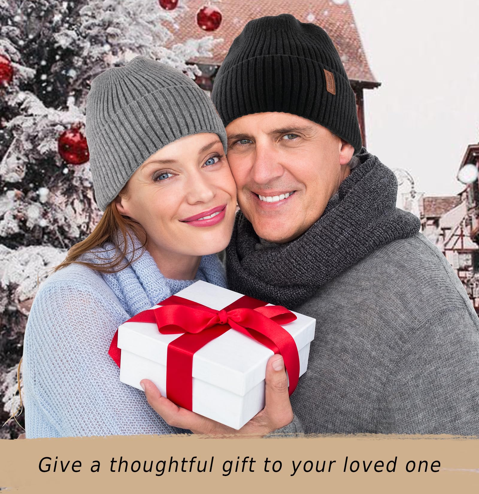 Wmcaps Warm Beanie for Men Women, Fleece Lined Beanie Warm Winter Caps Unisex Fashion Knit Cuffed Cap