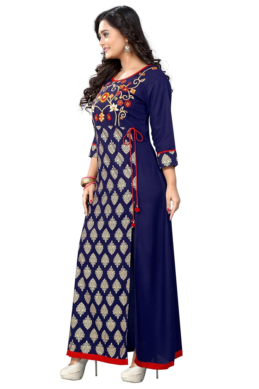 vaikunth fabrics women's rayon embroidered kurtis (vf-ku-96)