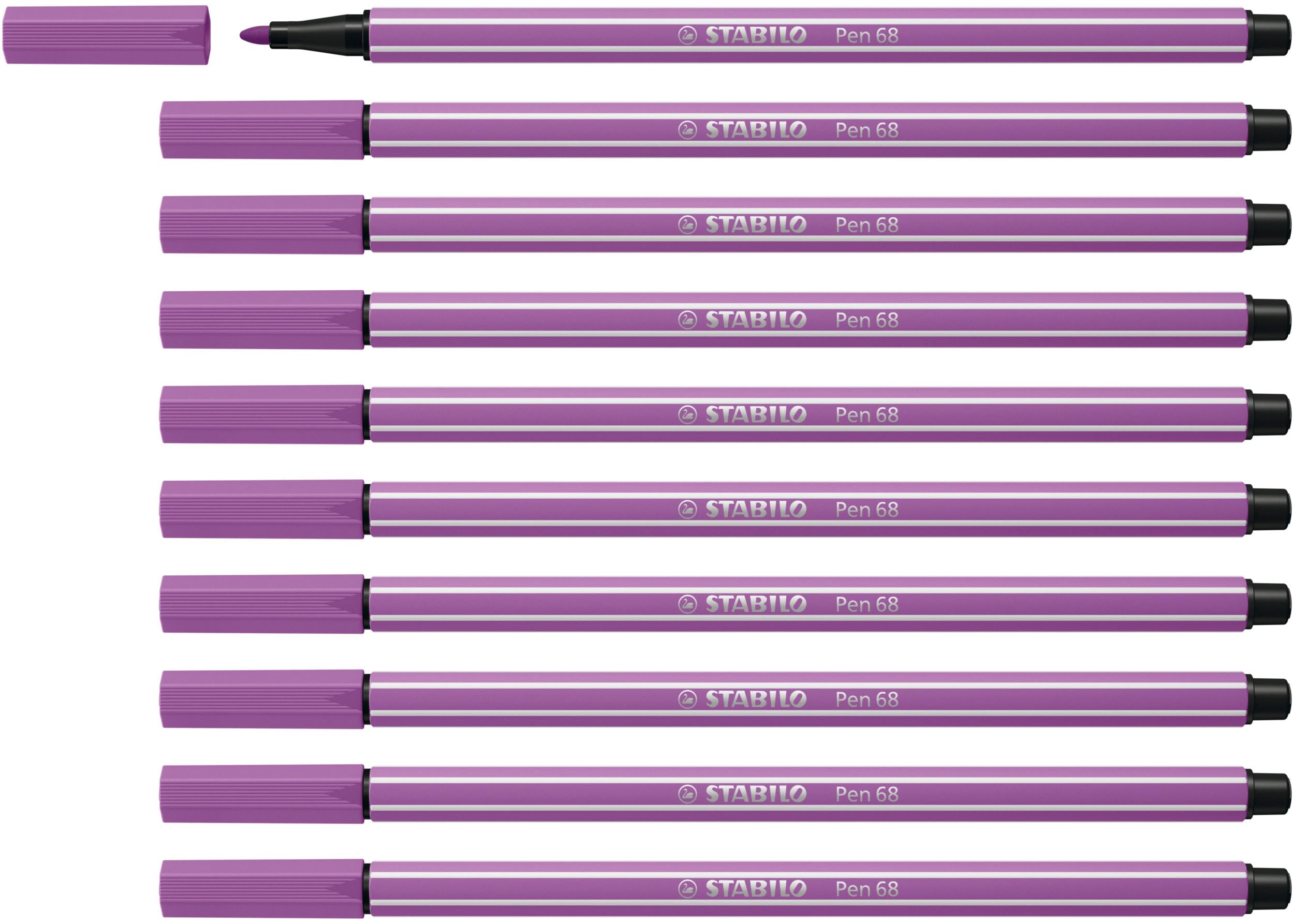 STABILO Pen 68 - Premium Fibre-Tip Pen - Pack of 10 - Plum