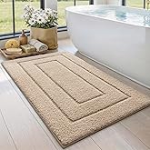DEXI Bathroom Rug 43x24, Non Slip Washable Bath Mat for Shower Floor, Extra Large Absorbent Soft Bathmat with Rubber Backing, Quick Dry Microfiber Carpet, Beige