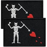 Laughing Lizards Blackbeard Tactical Patch (2-Pack) | Hook &amp; Loop Edward Teach Sigil Black Beard Pirate Flag Patch, Funny Tactical Patches for Backpacks, Hats, Bags, and Equipment (Blackbeard Flag)