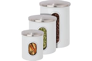 Honey-Can-Do 3-Piece Metal Nested Canister Storage Set, White