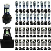 WLJH Ice Blue T5 T10 LED Dashboard Bulb Kit with Sockets, Dimmable, 40-Pack | 4014 SMD, 300lm, Polarity-Free, Plug and Play, for Dash Gauge Cluster Lights, HVAC, 360&deg; Lighting, Fits 74 2721 194 168