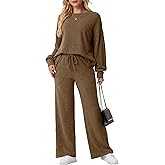 GRECERELLE Women's 2 Piece Outfits Winter 2025 Oversized Chunky Knit Sweater Top And Wide Leg Pants Lounge Set Sweatsuit
