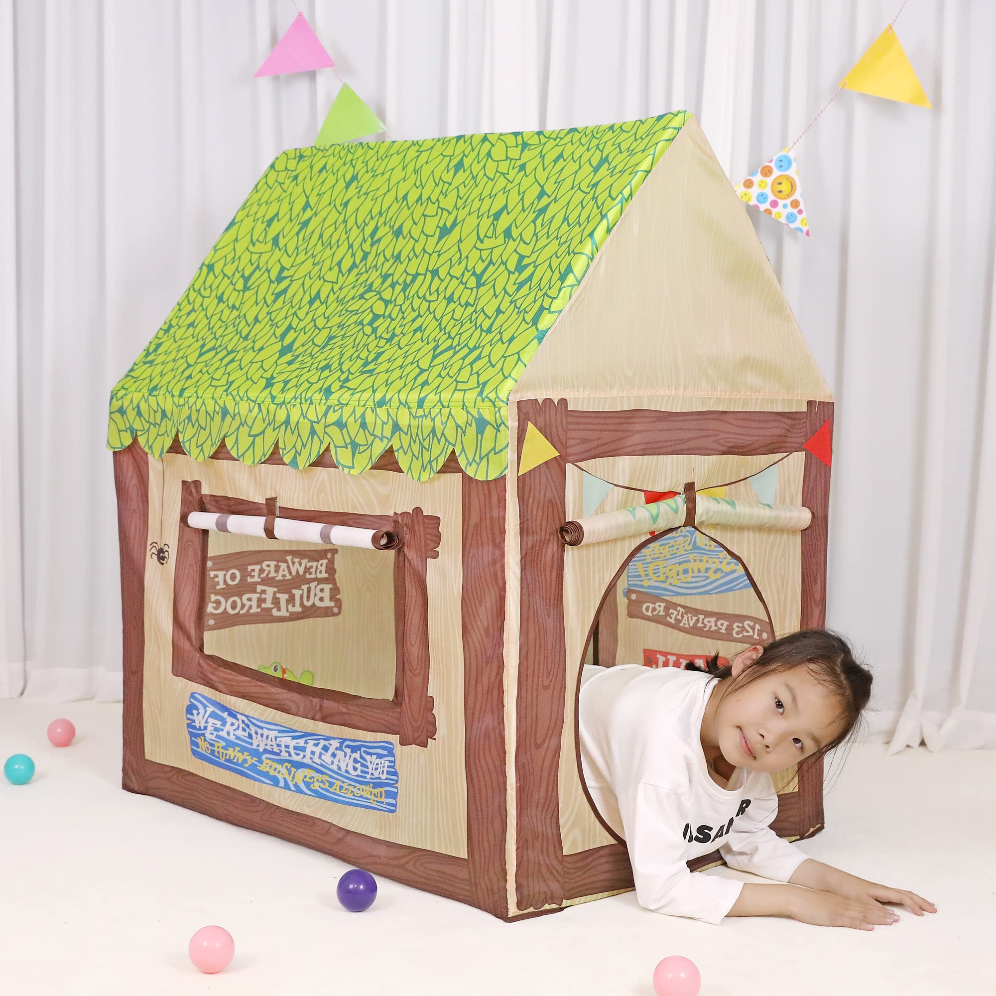 LimitlessFunN Clubhouse Kids Play Tent | Includes Star Lights & Carrying Case |, Children Indoor Large Playhouse for Boys, Toddlers, 28