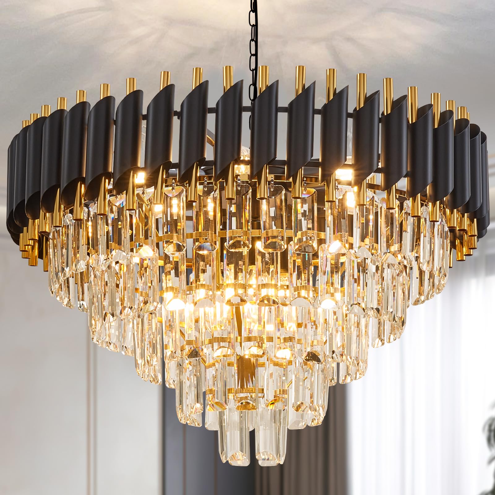Aixialin 10-Light Large Crystal Chandelier