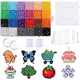 8400 Pcs Fuse Beads Kit-24 Colors, 2.6mm Mini Melty Beads Set for DIY Crafts, Mosaic Art, Home Decor & Creative Projects Gifts for Christmas and Birthday (MC24-1A)