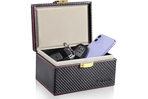 TICONN Faraday Box, Car Key Fob Protector, Carbon Fiber Signal Blocker for Keyless Fob, RFID Signal Blocking Pouch Cage