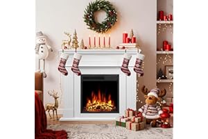 Xbeauty 44" Electric Fireplace with Mantel Surround, 750W/1500W LED Freestanding Fireplace Heater with Realistic Flame, Adjustable Brightness, Remote Control for Living Room,Bedroom，Pearl White