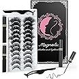 Magnetic Eyelashes Kit with Eyeliner - Magnetic Lashes Natural Look & Reusable 3D Mink False Eyelashes, No Glue Needed, Easy Application with Tweezers, Gorgeous Styles for Everyday or Glam (12 pairs)