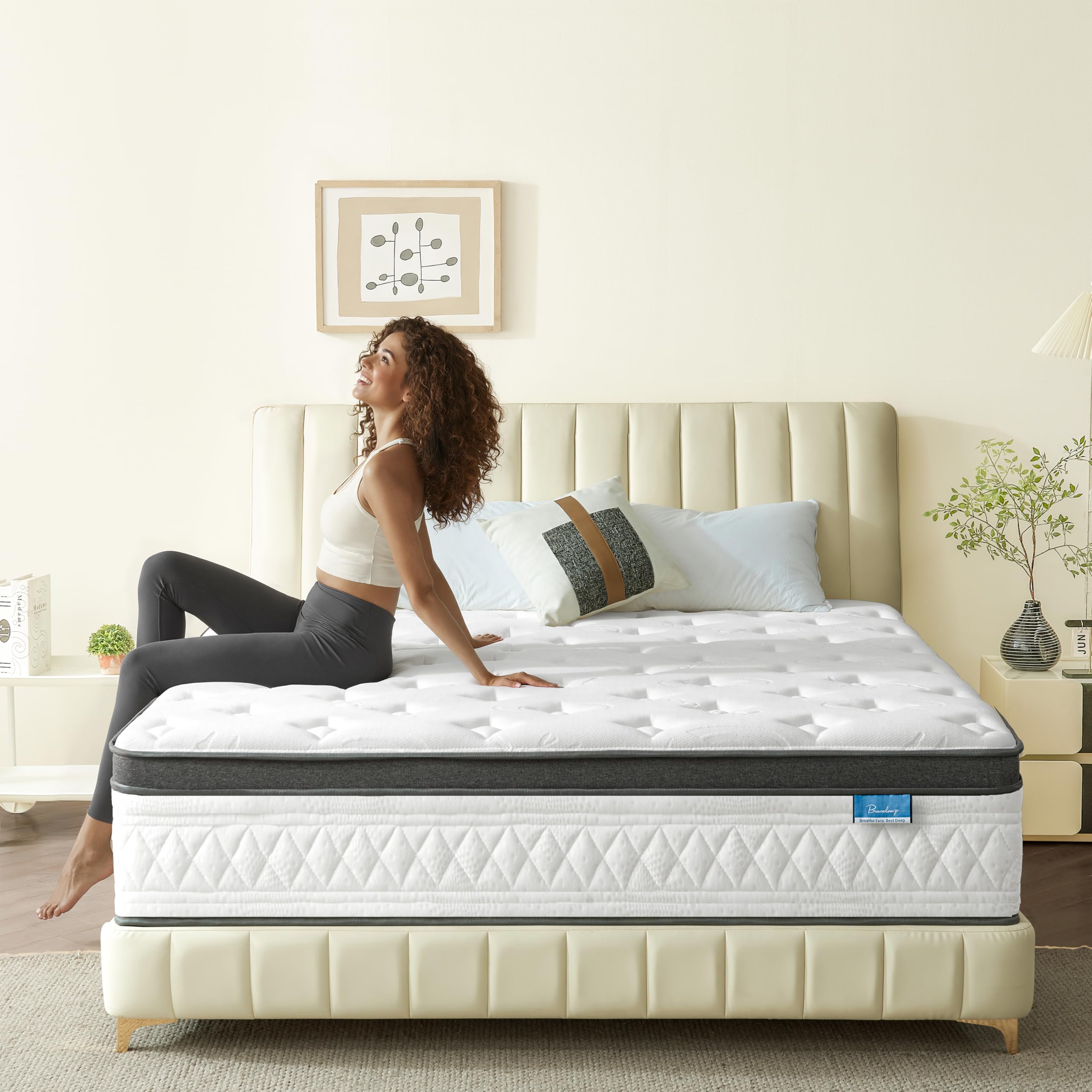 Photo 1 of Breezleep Full Size Mattress, 10 Inch Cooling Hybrid Full Mattress in a Box, Medium Firm with Gel Memory Foam & Pocket Coils, Motion Isolation, Pressure Relief, CertiPUR-US