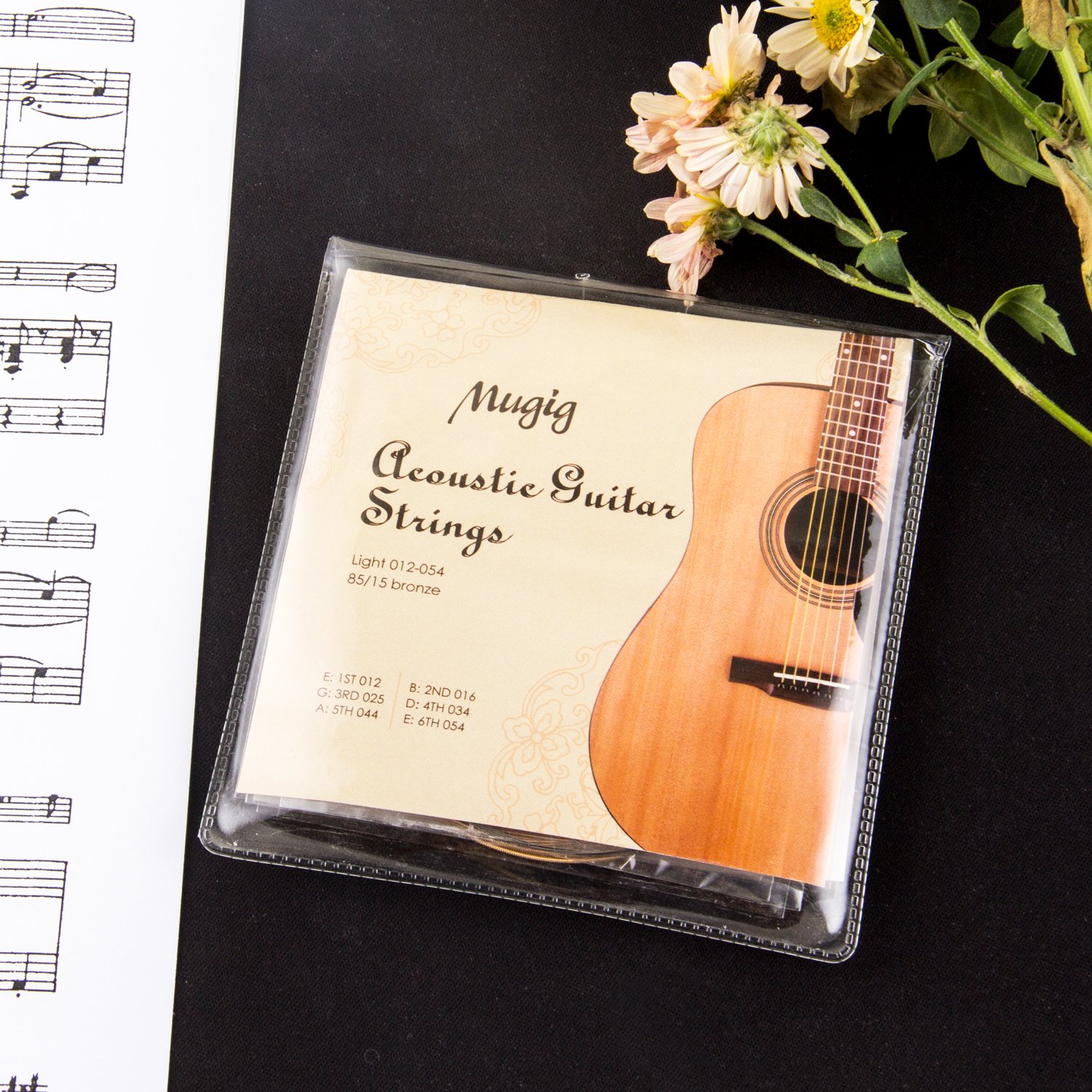 Mugig Acoustic Guitar Strings in Bronze for Acoustic Guitar Package of 3 sets 012-054