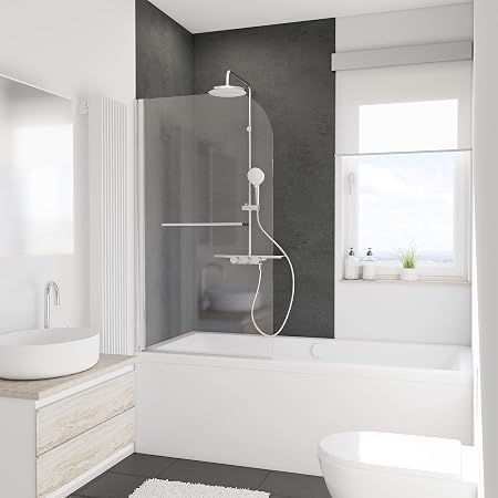 Schulte Pare Baignoire Pivotant 80x140 Cm Anto Calcaire Paroi De Baignoire Rabattable Avec Porte Serviette Ecran De Baignoire 1 Volet Verre Transparent Profile Aspect Chrome Amazon Fr Bricolage