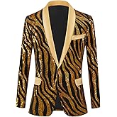 GHNXCY Men's Fashion Velvet Sequins Blazer Sequins Party Prom Suit Jacket