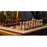 15 Inches Dark and Light Brown Weighted Chess Set - Unique Chess Set with 32 Chess Pieces - Large Marble Chess Set Ideal for Home Décor - Best Tournament Chess Set & Home décor Gifts