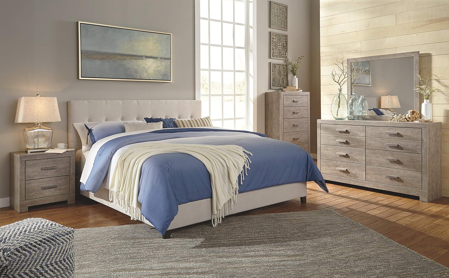 Ashley Furniture Signature Design - Culverbach Nightstand - Contemporary Style - Gray: Kitchen & Dining