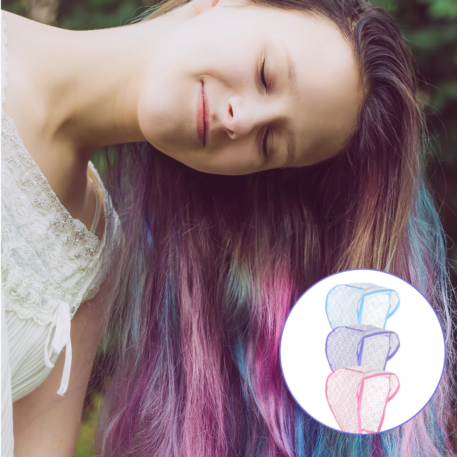 Bewudy 3 Pcs Hair Highlighting Caps, Highlighting Kit, Highlight Cap with Hooks, Highlight Hair Coloring Frosting Dye Kit for Salon Hair Dyeing Hairdressing