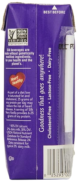 SILK SHELF-STABLE SOYMILK SINGLES, VERY VANILLA, DAIRY-FREE, VEGAN, NON-GMO PROJECT VERIFIED, 8 OZ., 18 PACK