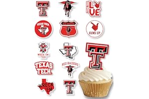 PARTYKANDY Texas Tech Cupcake Topper Party Supplies for Football, Birthday, Graduation Party Decorations (24 Pieces) (Texas Tech Red Raiders)