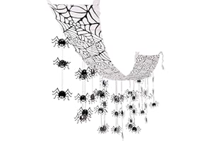 Fun Express Giant 12 Ft x 12" Hanging Black Spider Web Ceiling Halloween Decorations - Premium Indoor & Outdoor Scary Decor for Haunted House, Party, Office & Classroom | Reusable Design