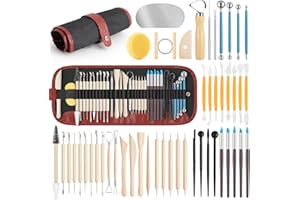 UUSYCUN 48PCS Pottery Tools for Sculpting, Clay Tool Kit for Carving, Modeling Ceramics, Pottery Kiln, Polymer Clay Tools for Trimming, Beginners, Pros, Adults, Supplies