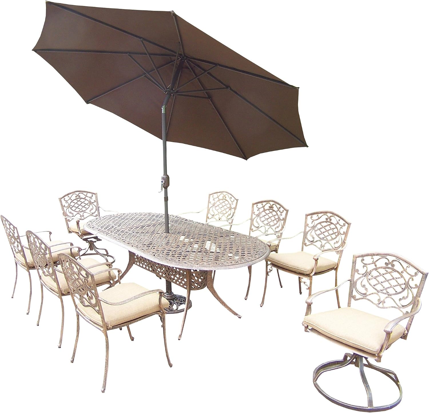 Oakland Living Mississippi 11 Piece Dining Set With 84 By 42 Inch Oval Table 9 Feet
