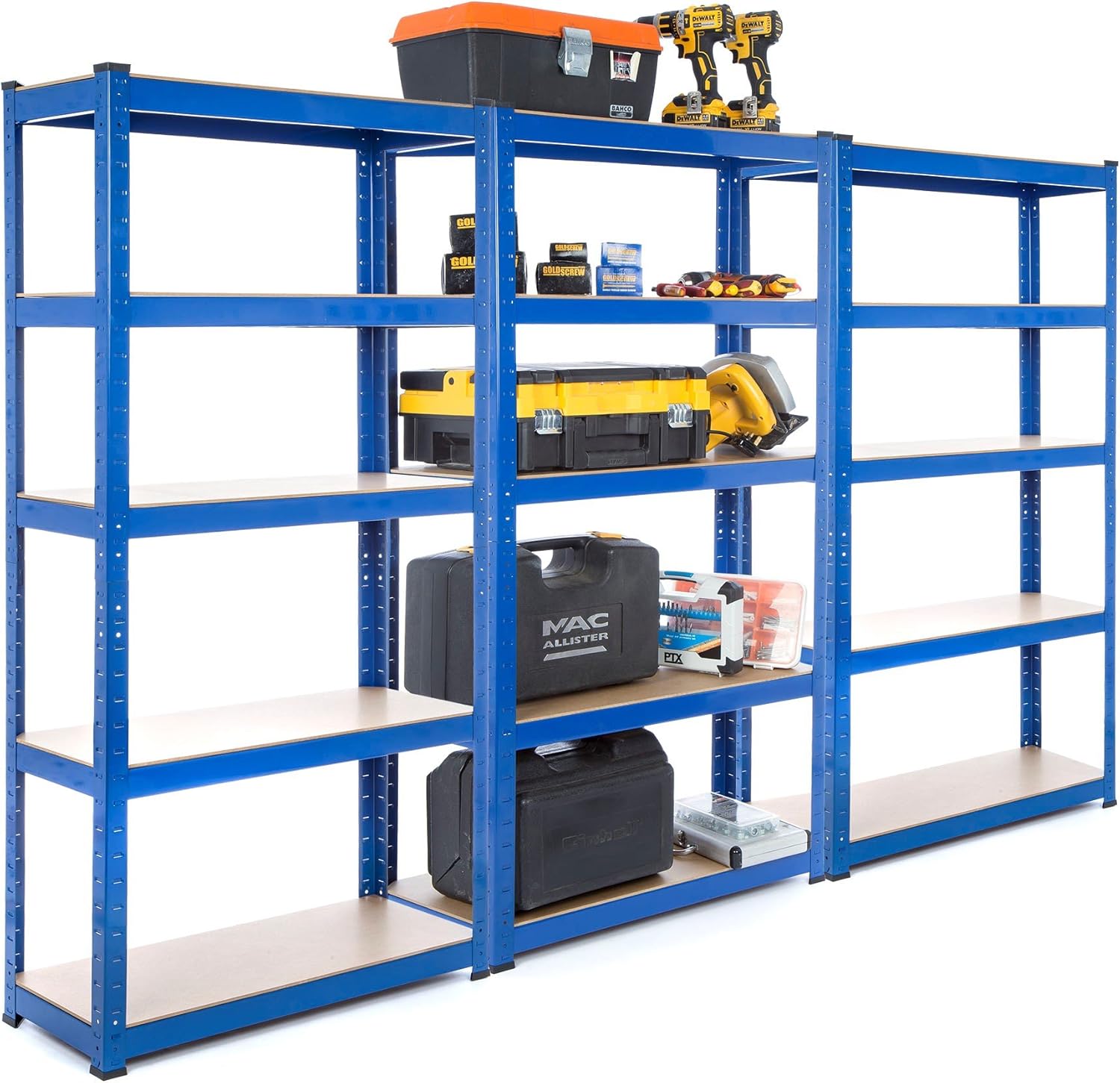 3 bay Heavy Duty Steel Shelving Garage Racking Unit 150kg per shelf (5