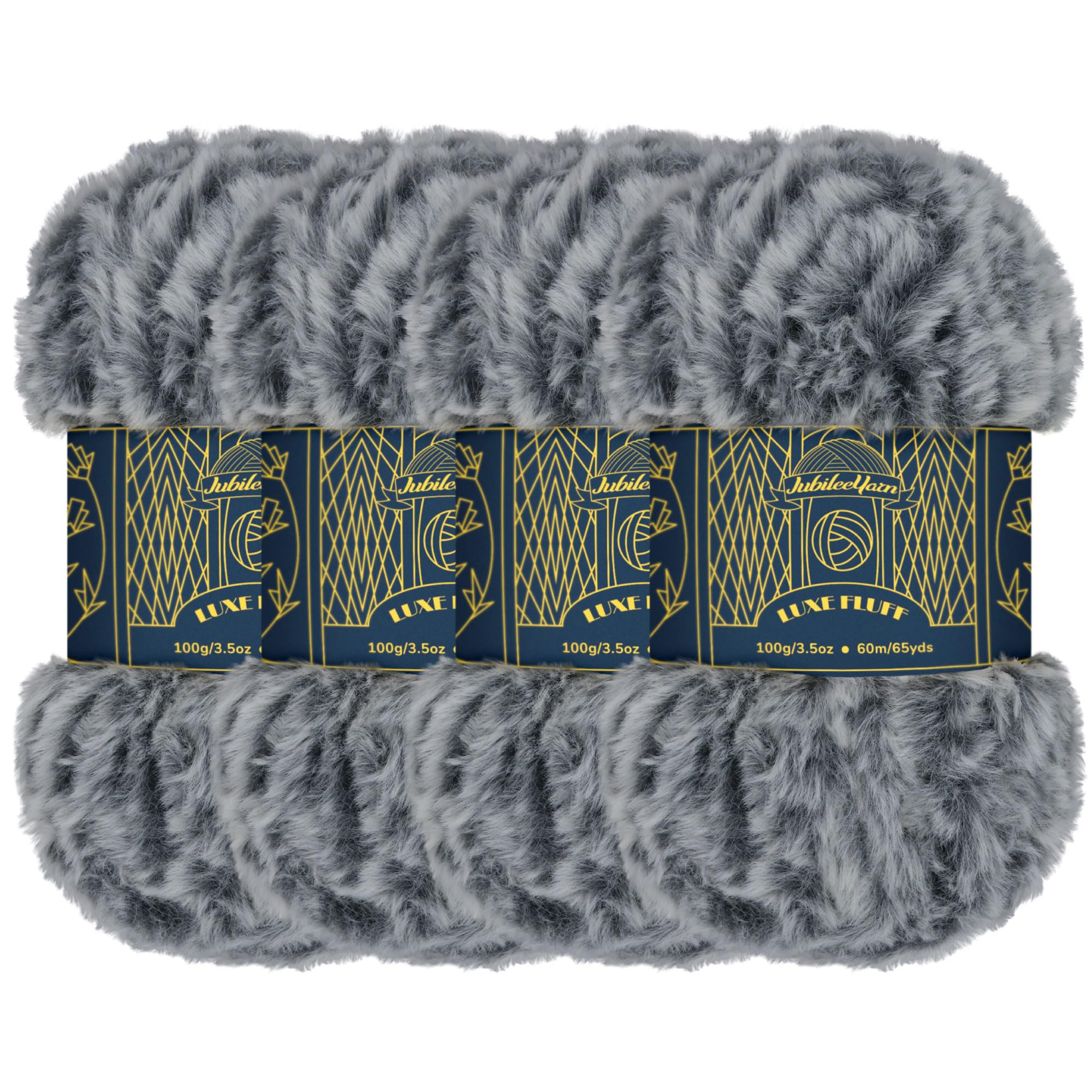 BambooMN Chunky Fluffy Faux Fur Eyelash Yarn - 100% Polyester - 100g/Skein - 4 Skeins - Ash Grey