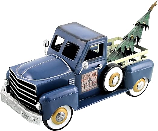 Amazon Com Zaer Ltd Metal Holiday Truck With A Removable Christmas Tree Blue With Lights Home Kitchen