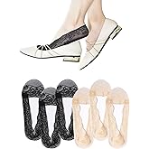 Fixseed Women No Show Socks 6 Pairs Lace Socks Non Slip Invisible Socks for Women, Low Cut Womens Socks with Lace Trim