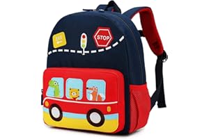 willikiva Car Dinosaur Kids Toddler Backpack for Boys and Girls Children Waterproof Preschool Bag(Red Music Party)