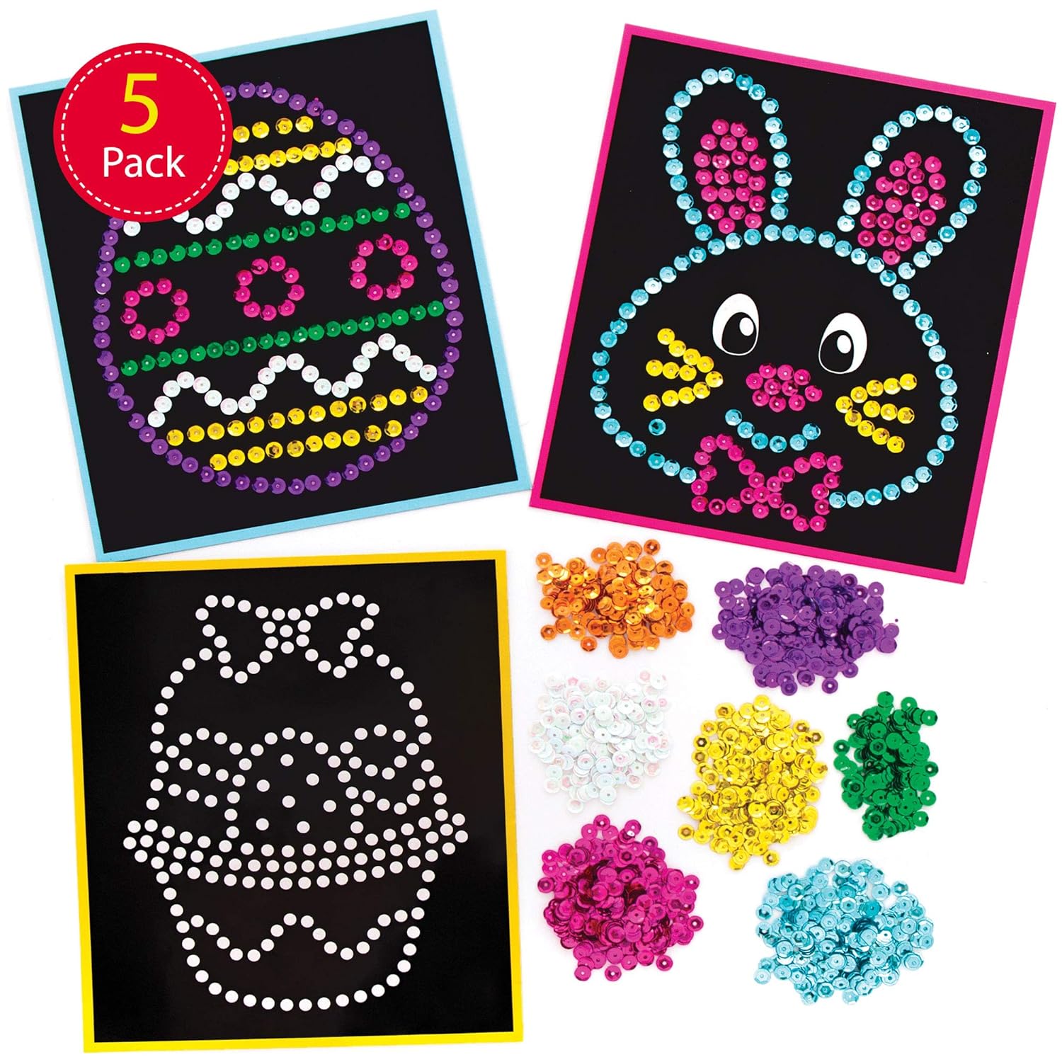Baker Ross Easter Sequin Craft Picture Kits, Assorted Easter Templates