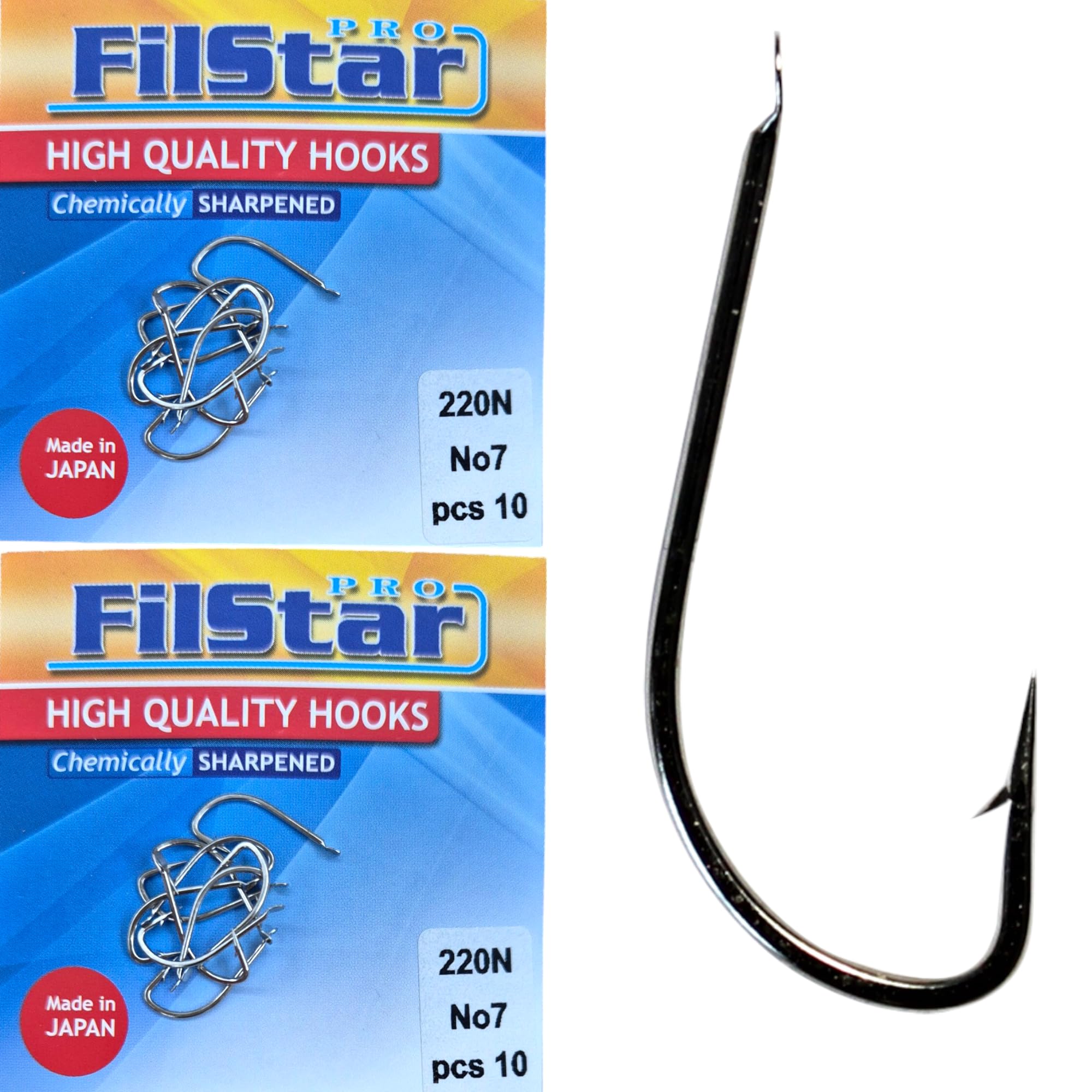 PRO FILSTAR 20 Piece Fishing Hook Set N7 - Carp Fishing Hooks - Carp Fishing Accessories - Barbed Carp Hooks - Carp Fishing Straight Hooks - Carp Rigs - Fishing Accessories - Method Feeder -