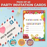 VELENTI 40 Pack Kids Birthday Invitations A5 Folding Envelope Design view 2