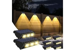 INCX Solar Fence Lights Outdoor Waterproof, 8 Pack 3 LEDs Fence Lights Solar Powered with 1500mAh Battery, Auto On/Off Outdoor Decor for Porch, Wall, Patio, Backyard, Deck(Warm White)