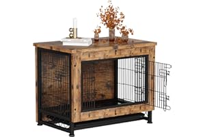 FURLINKHM Wooden Dog Crates Furniture for Medium Dogs, Dog Kennels and Crates Heavy Duty End Table with Removeable Tray and 3 Door for Small Medium Large Dogs Cage